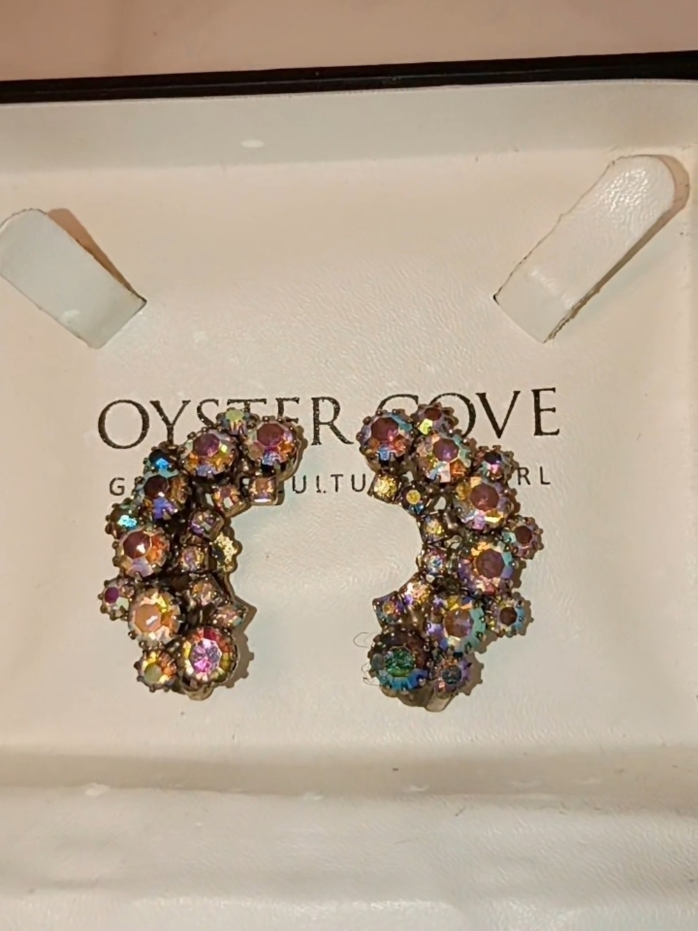 Aurora Crystal Cluster Hoop Earrings - Gold